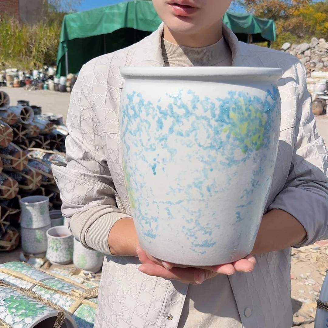 紫砂花盆口20高24（一个姹寂白色老庄