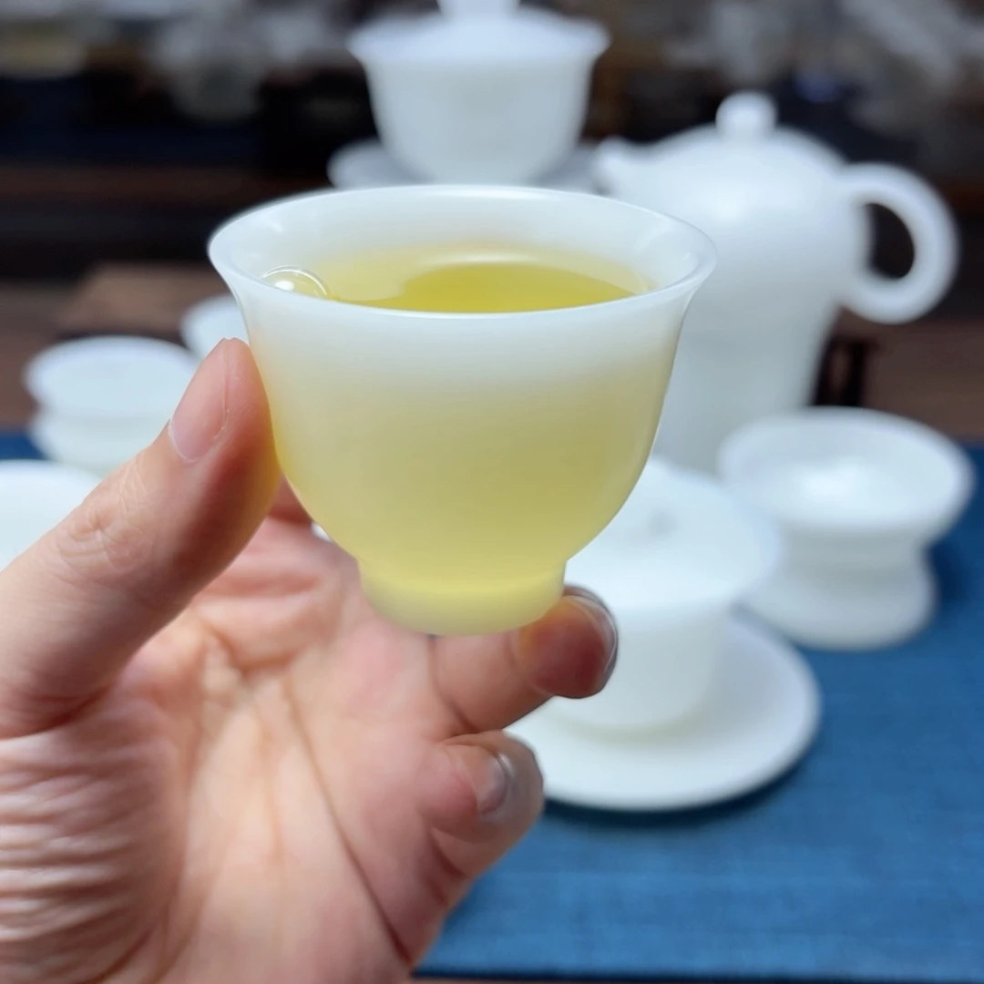 素烧璞玉冰种玉瓷茶具