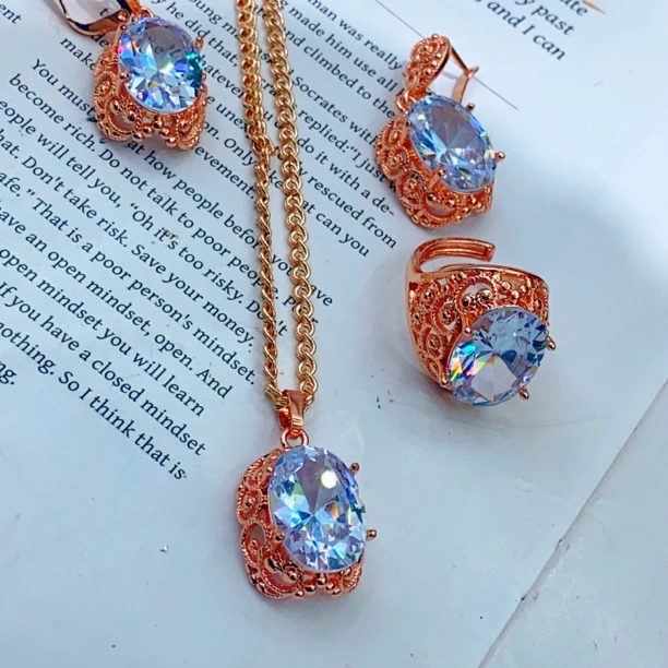 合金玻璃耳饰 白色妈妈款三件套