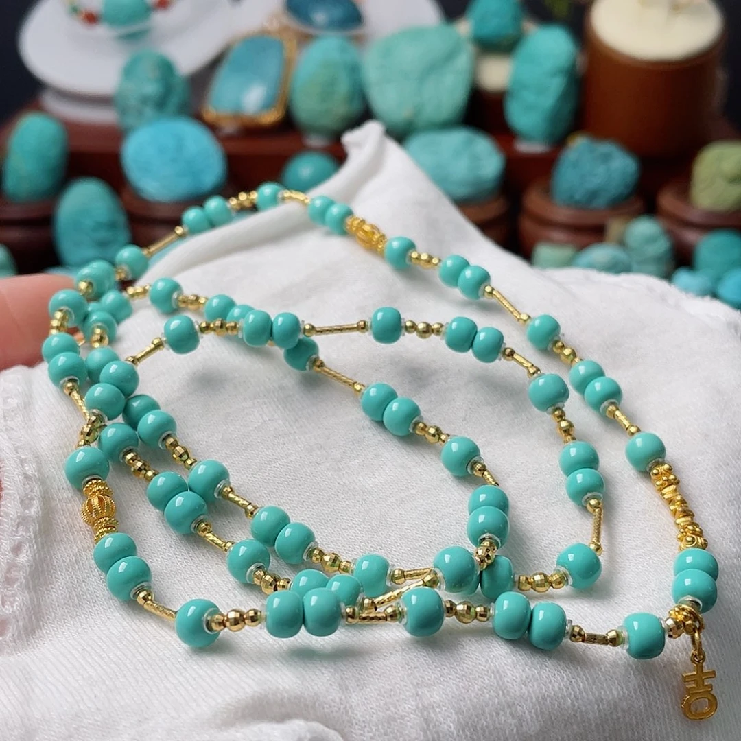 绿松石珠宝奇石18K金镶嵌