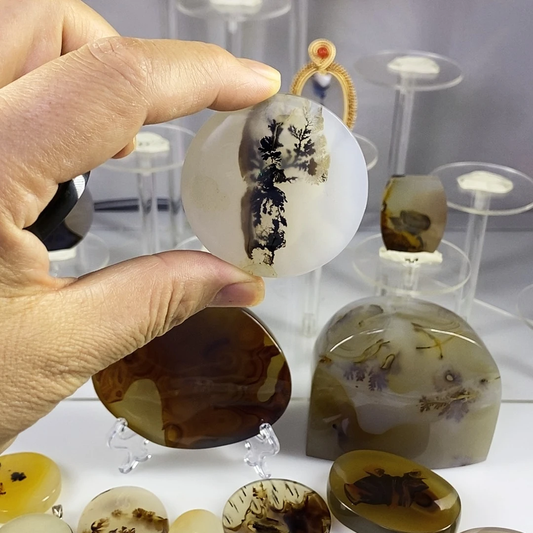 合成碳硅石非金属时尚图纹画面石饰品