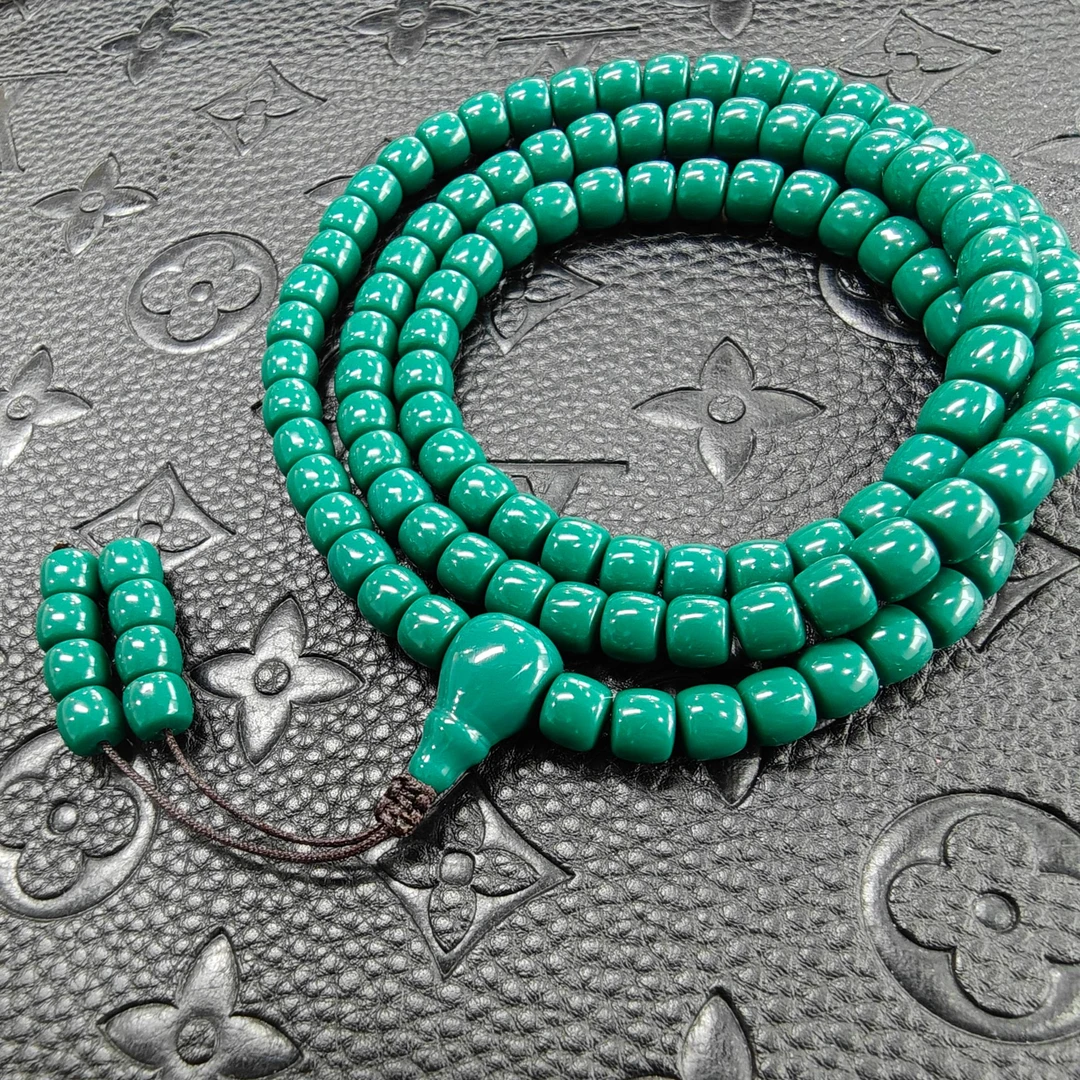 【照野造物】老油绿高瓷玉化地狱色7mm直切108手串