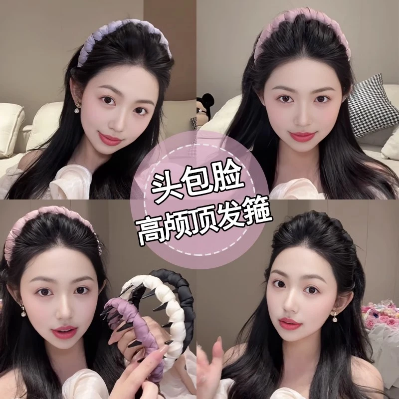 高级感缎面加厚海绵齿梳发箍女高颅顶发卡百搭显脸小正反两戴发箍