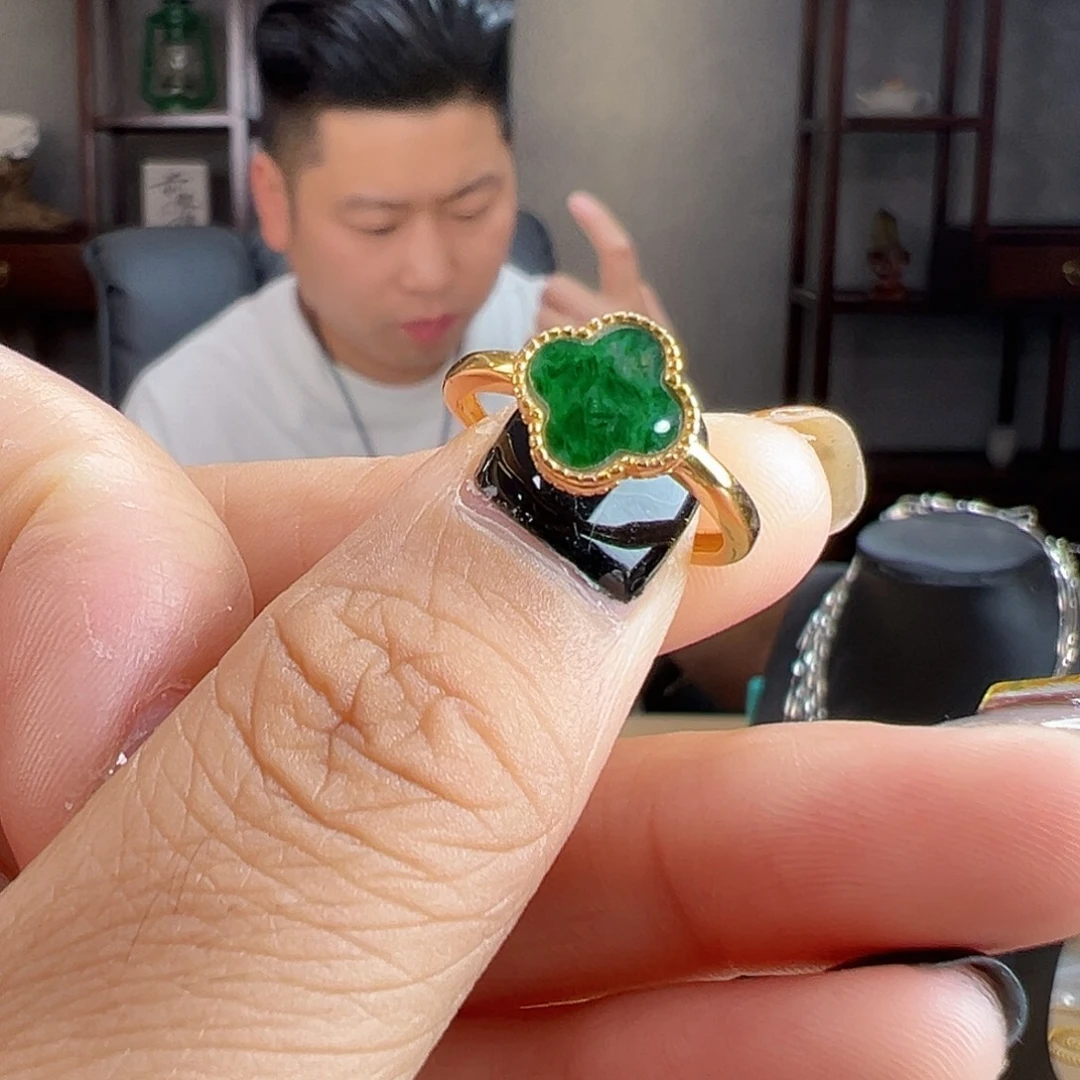 翡翠戒指银S925镶嵌戒指35