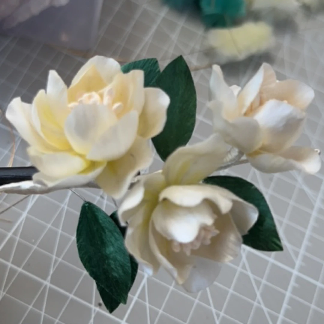 绒花发饰   清晰小花