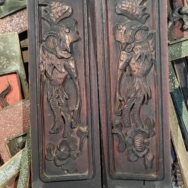 香榧木刀*老木雕老花板一对