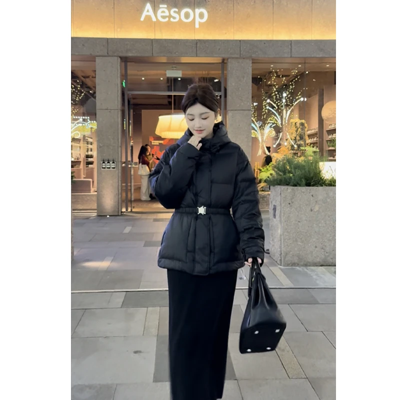 小个子短款连帽白鸭绒羽绒服！2025冬季新款时尚百搭显瘦休闲宽松