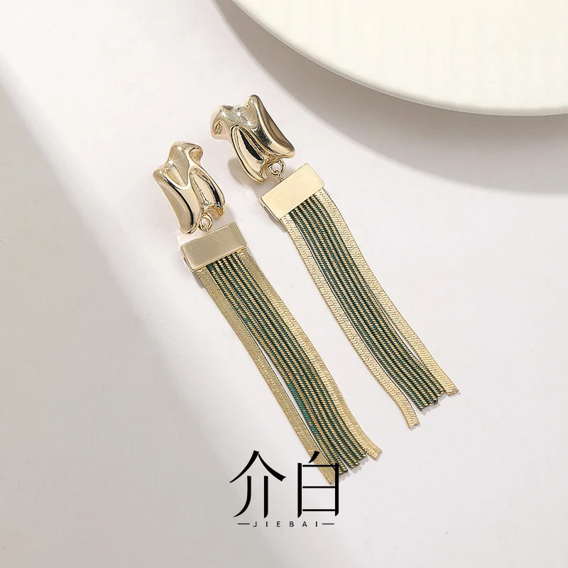 铜合金耳饰 几何流苏日韩小众金色法式耳环简约百搭耳坠时尚个性