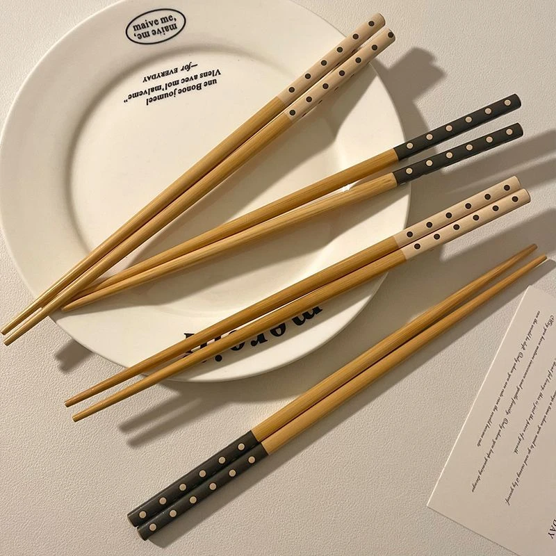 天然防霉波点筷子家用天然竹木高档竹筷防菌耐高温好夹一人一筷
