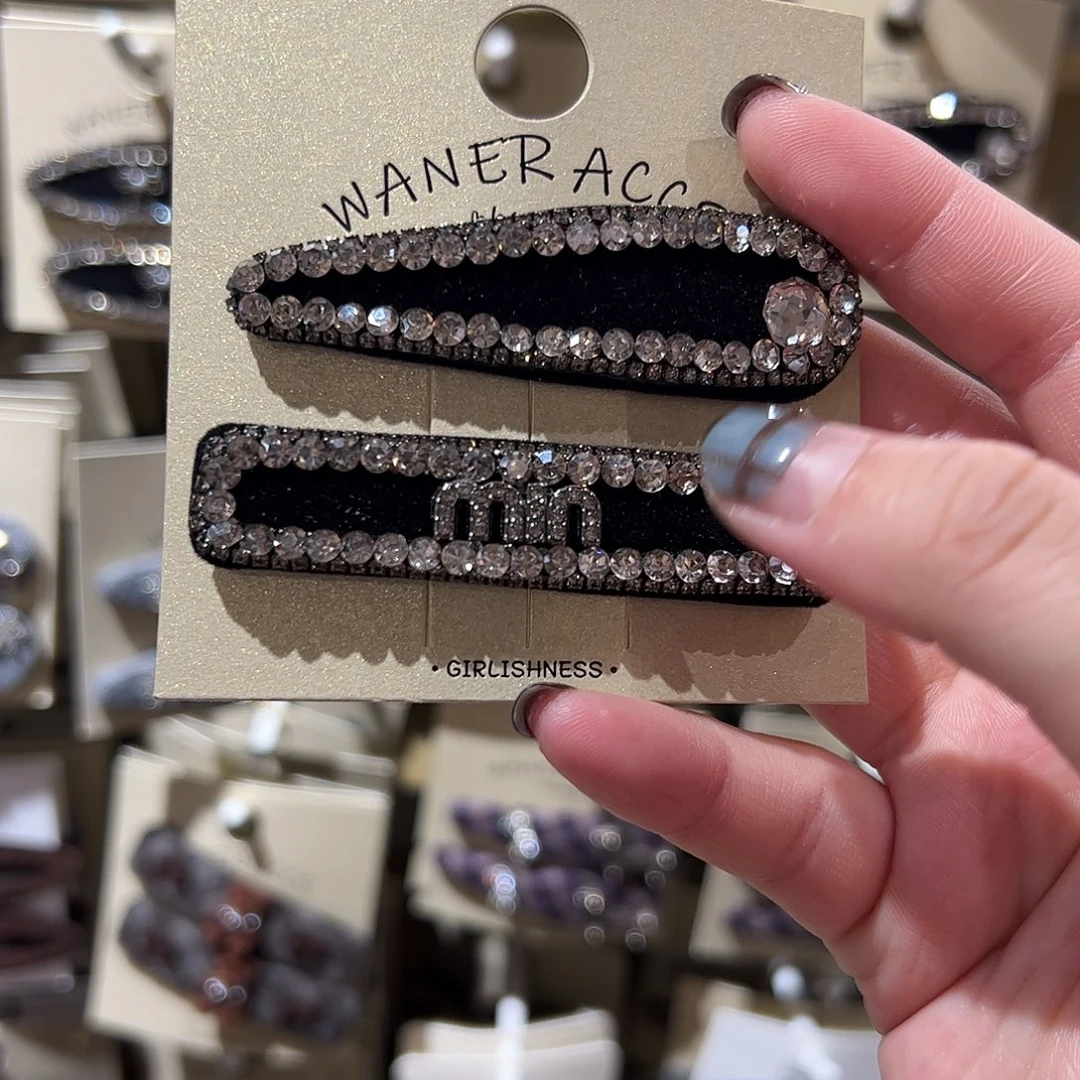 布艺非金属拼款丝绒钻拜拜夹