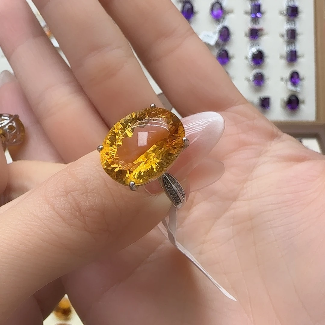 墨***玉珠宝半成品银S925镶嵌水晶G 巴西黄11克拉