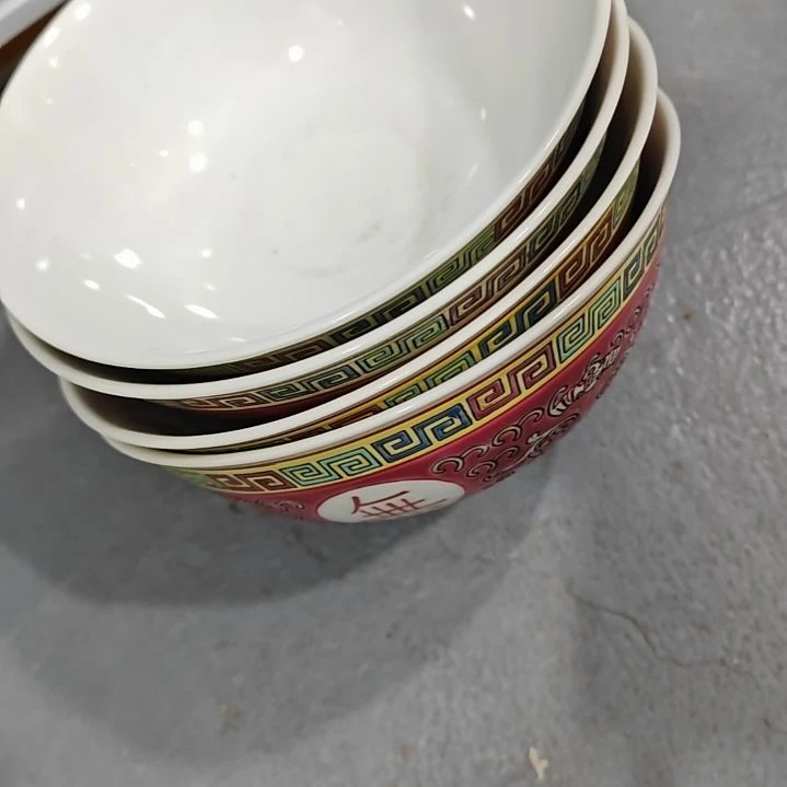 听*人景德镇手工手绘大汤碗4个