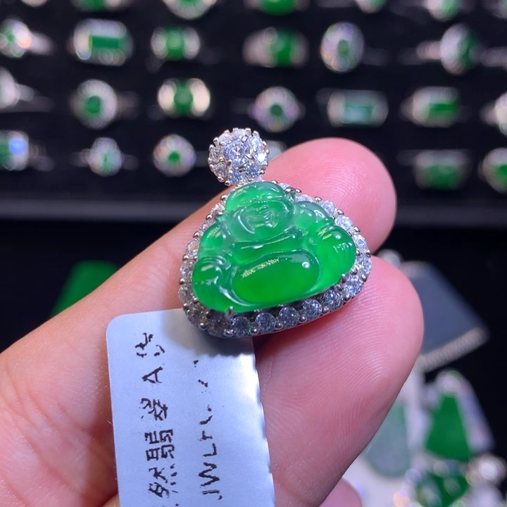 【闪购商品】翡翠银S925镶嵌吊坠(不含链)佛公
