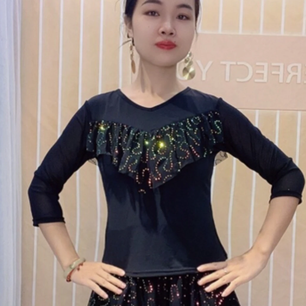 幻彩小衫时尚百搭洋气上衣跳舞上衣摩登蕾丝夏季绣花重工金丝
