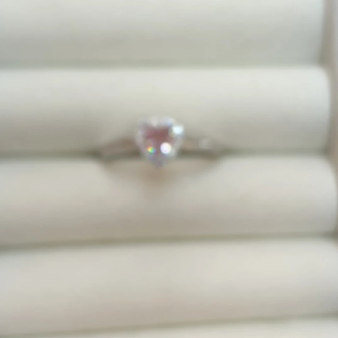 铜合金戒指 18580 粉爱心一圈镶嵌开口戒指 银色底