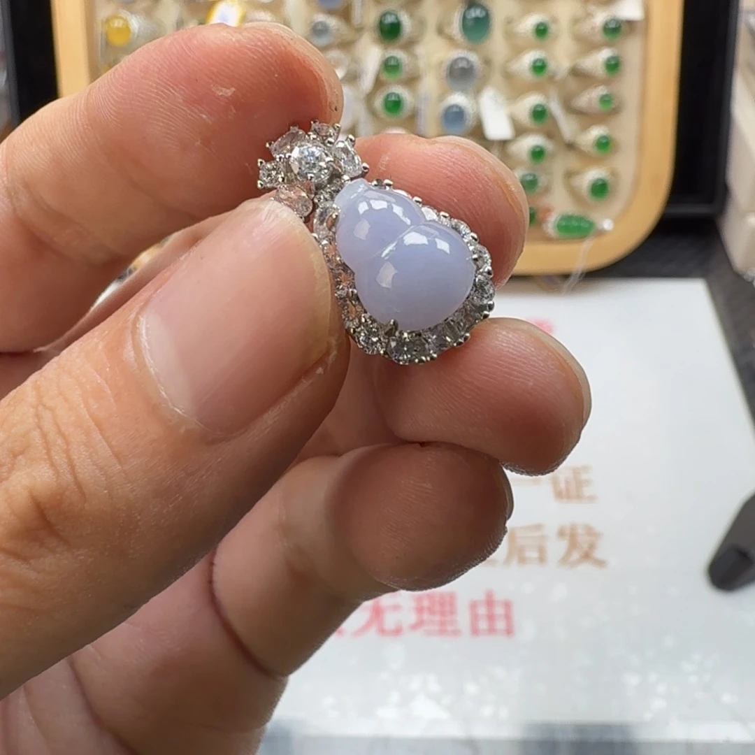 银S925镶嵌戒指翡翠天然缅甸翡翠A货