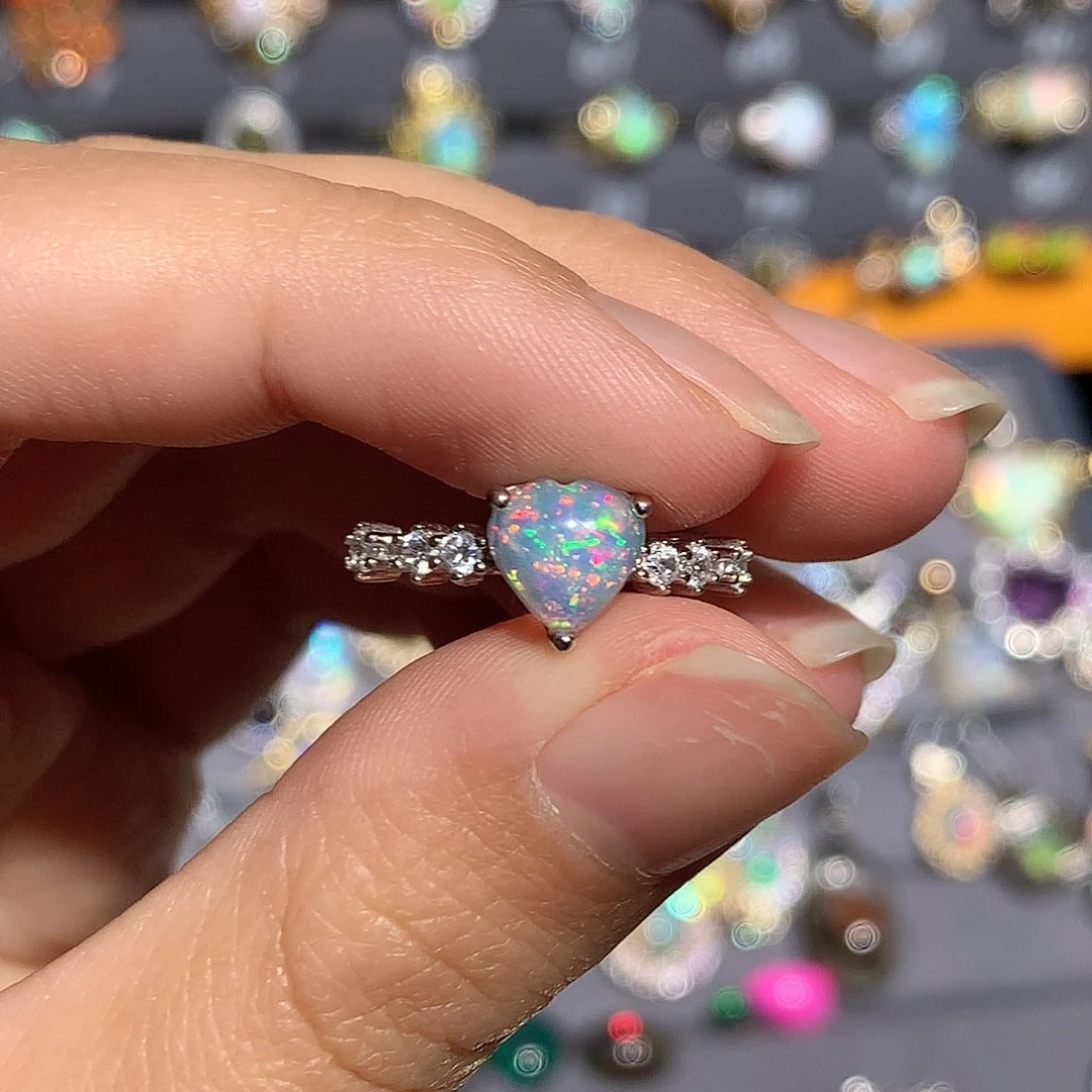 欧泊银S925镶嵌欧泊戒指y