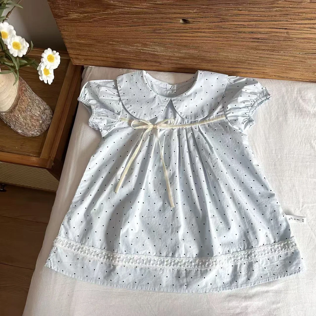 自制蓝波点学院风连衣裙