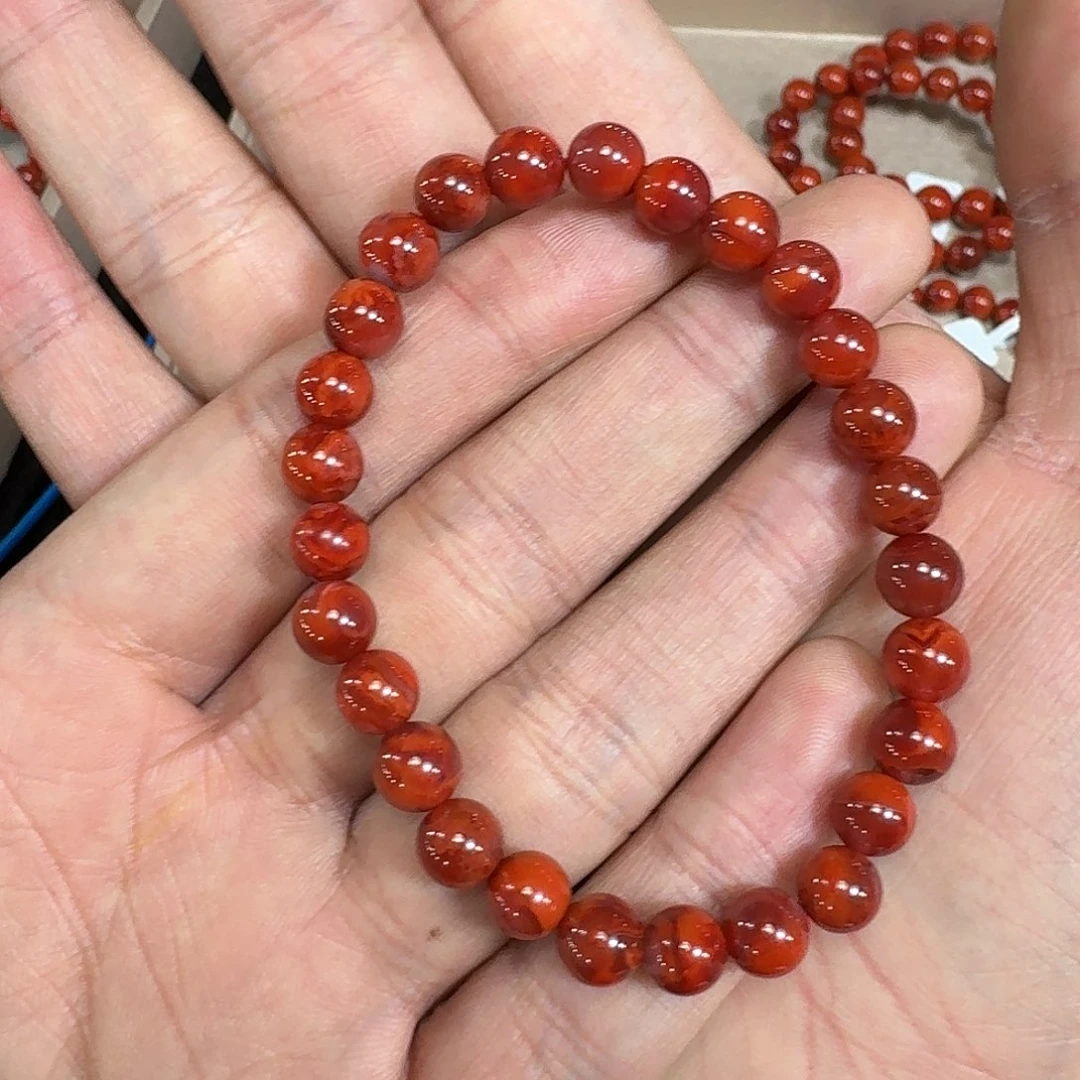 南红玛瑙未镶嵌手链原矿南红手串7mm