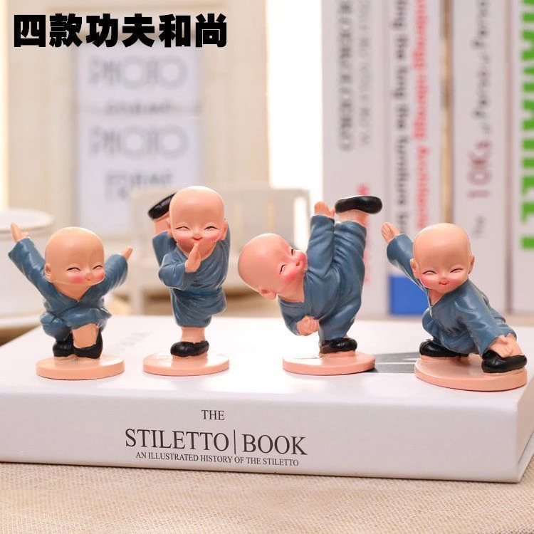 树脂创意摆件四款小和尚车饰少林功夫小子礼品工艺品厂家直销货