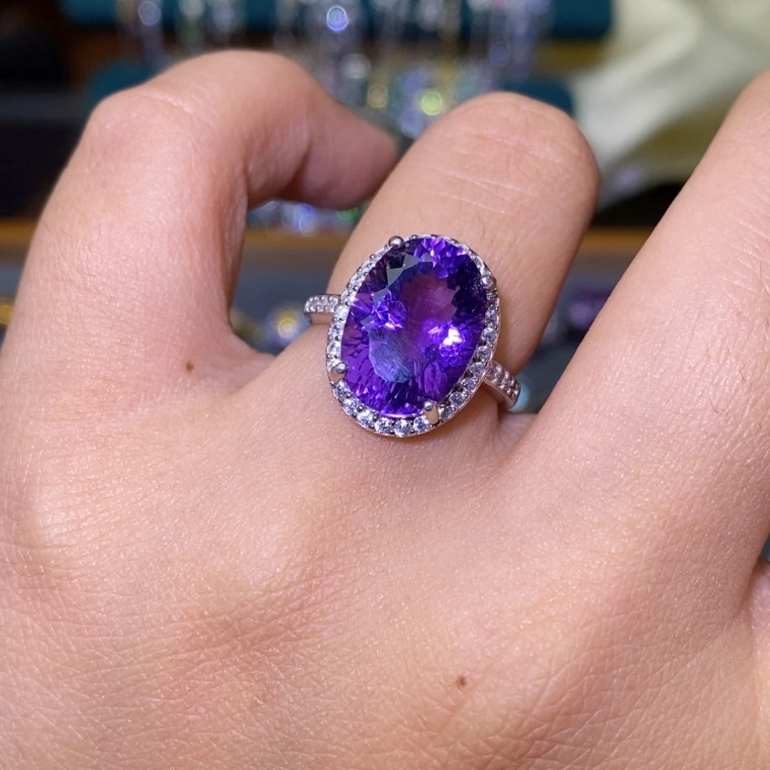 紫晶戒指银S925镶嵌577889