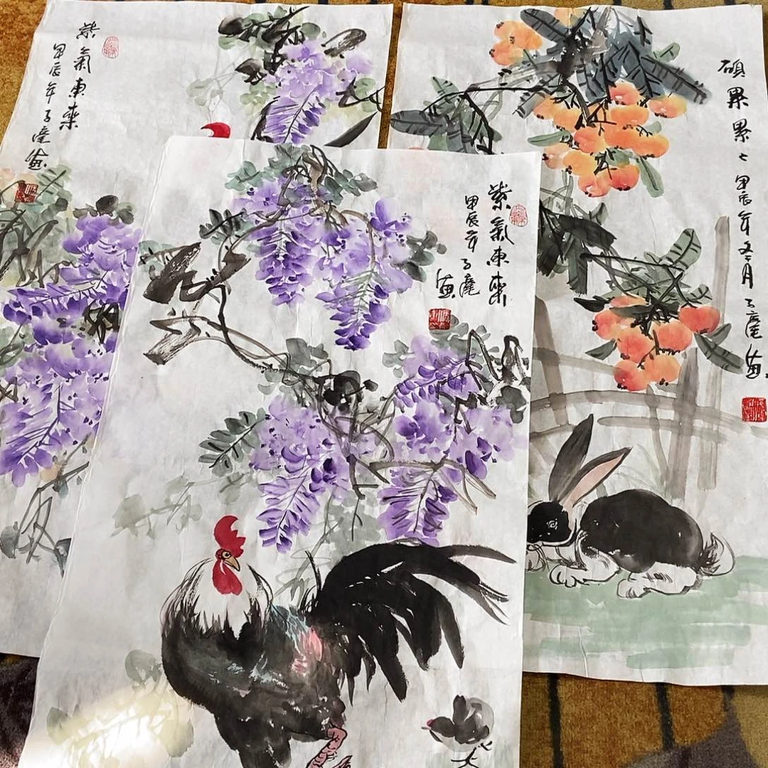 国画z****g冯子毫手绘花鸟50.100