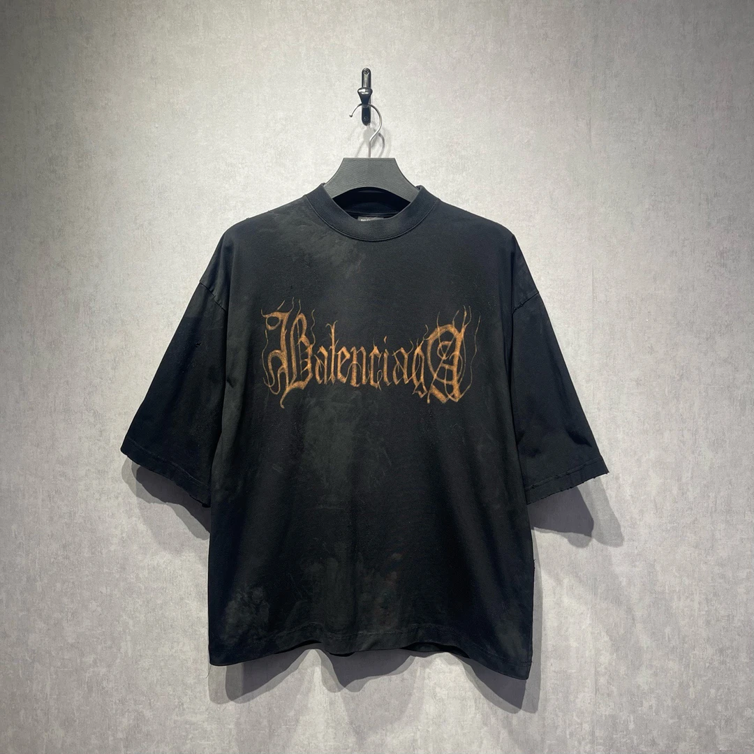 99新 Balenciaga/巴黎世家 梵文logo印花短袖/XS码/DY215892