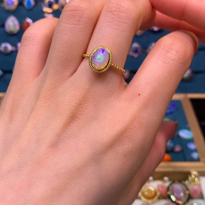 【闪购商品】欧泊戒指款式银S925镀金镶嵌