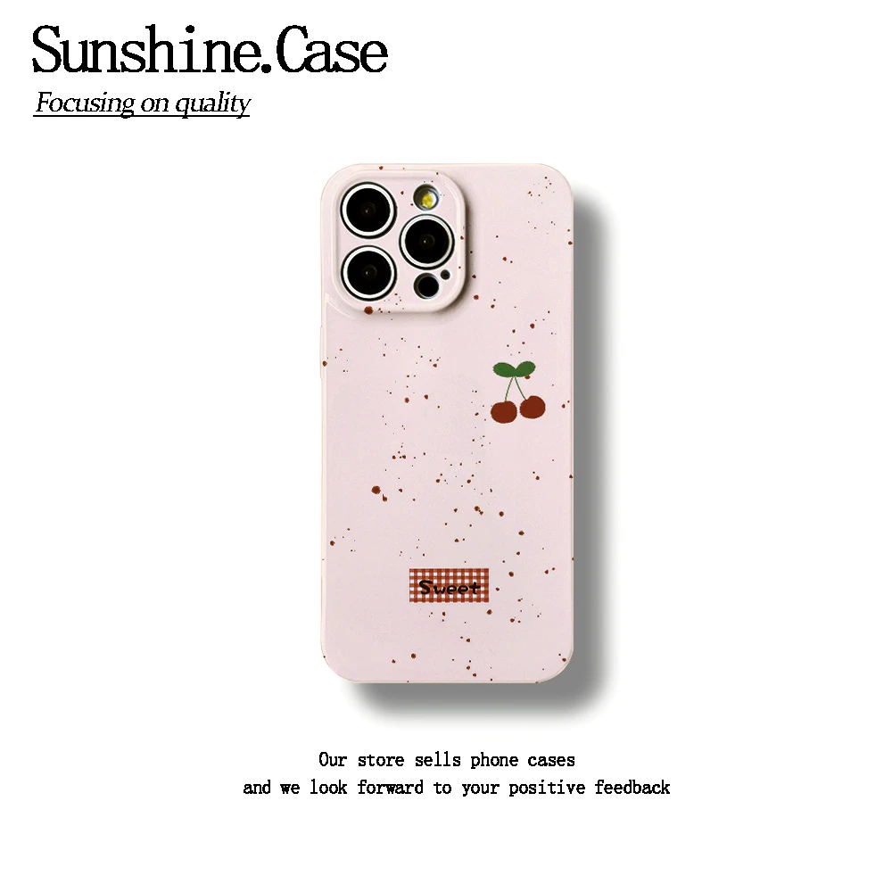 简约小樱桃菲林软壳适用苹果oppo华为荣耀vivo小米一加手机壳全包