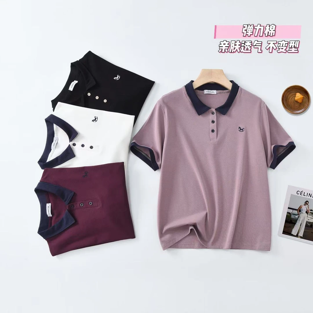【现货+当天发】夏季新款翻领短袖 百搭宽松polo衫6881