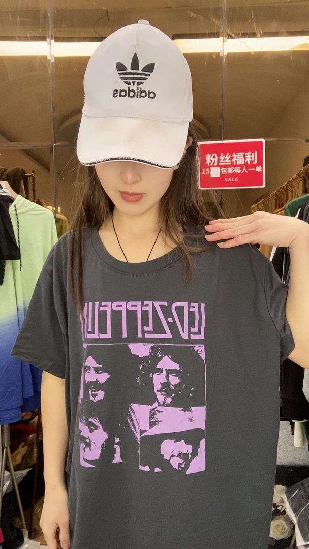 外贸高品质T恤短袖四人头像灰色