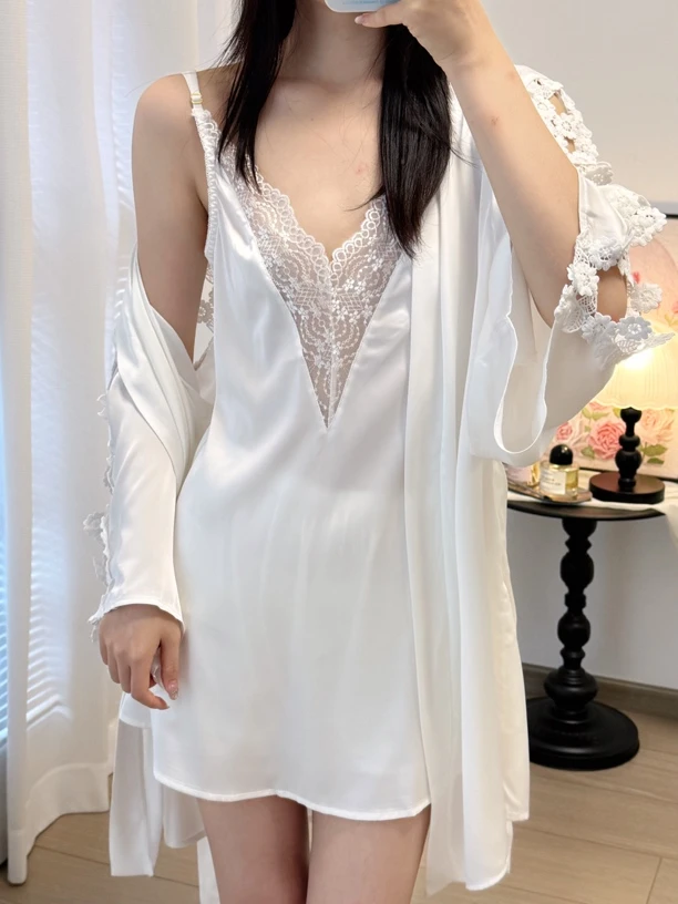 【温柔云梦】温柔气质法式性感蕾丝显瘦美背纯欲风居家睡裙女夏季