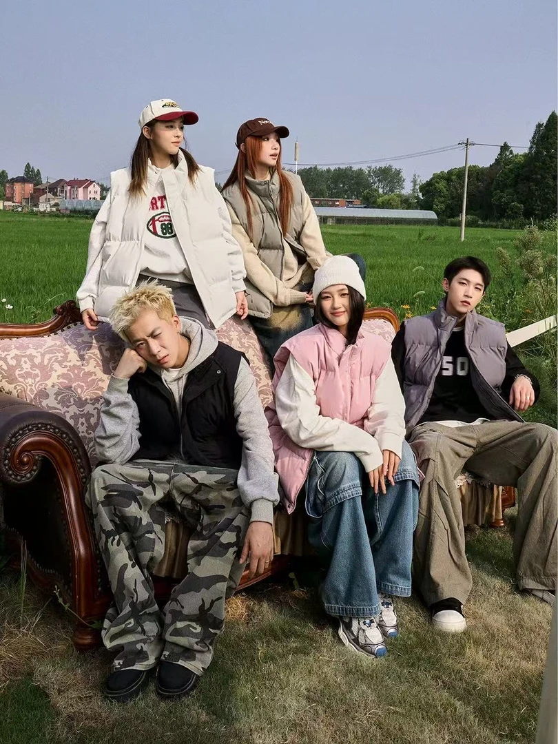 E6-3米杏色“纯色”马甲外套（2341）