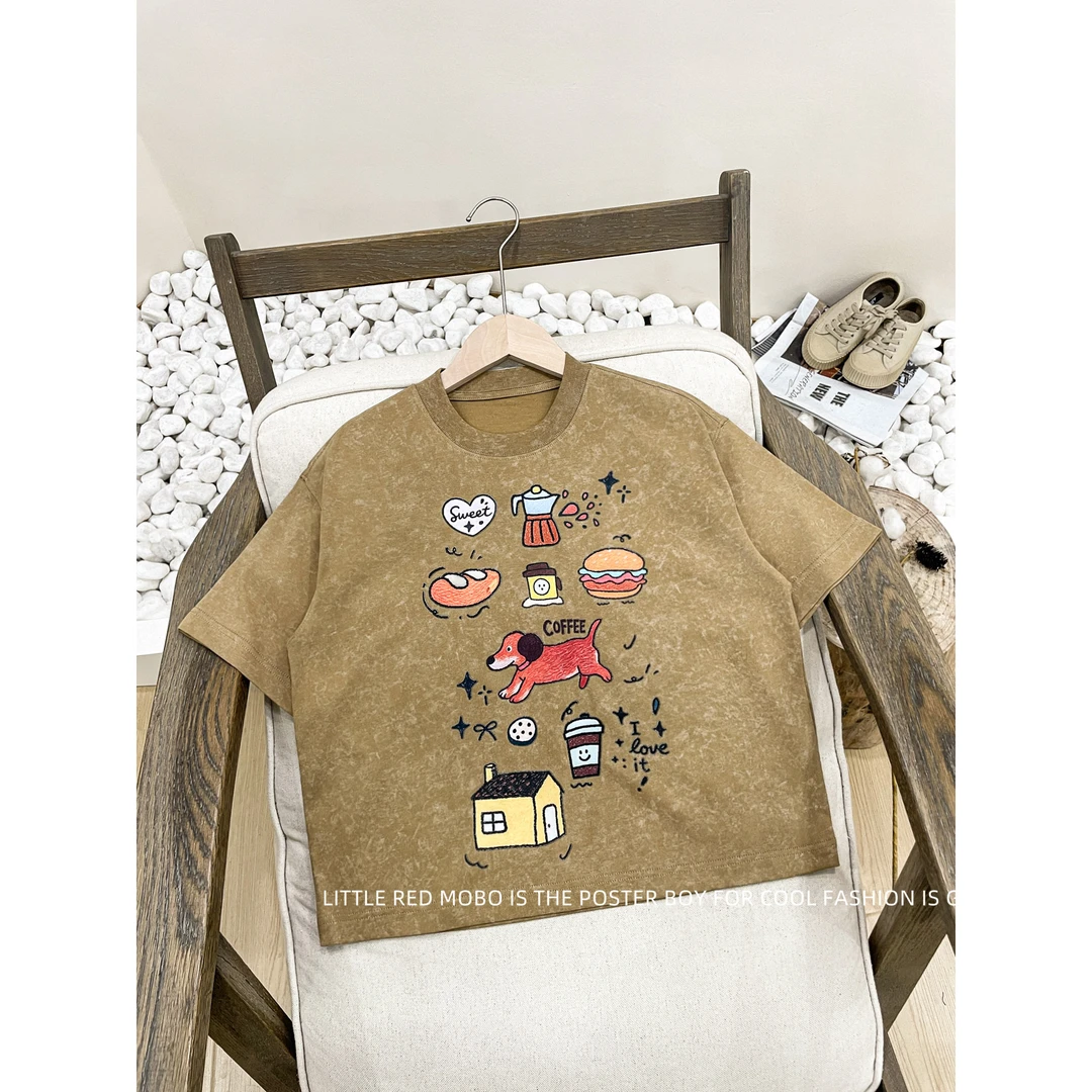 【现现】童装男儿童短袖T恤针织百搭2025夏季新款上衣MMY821969