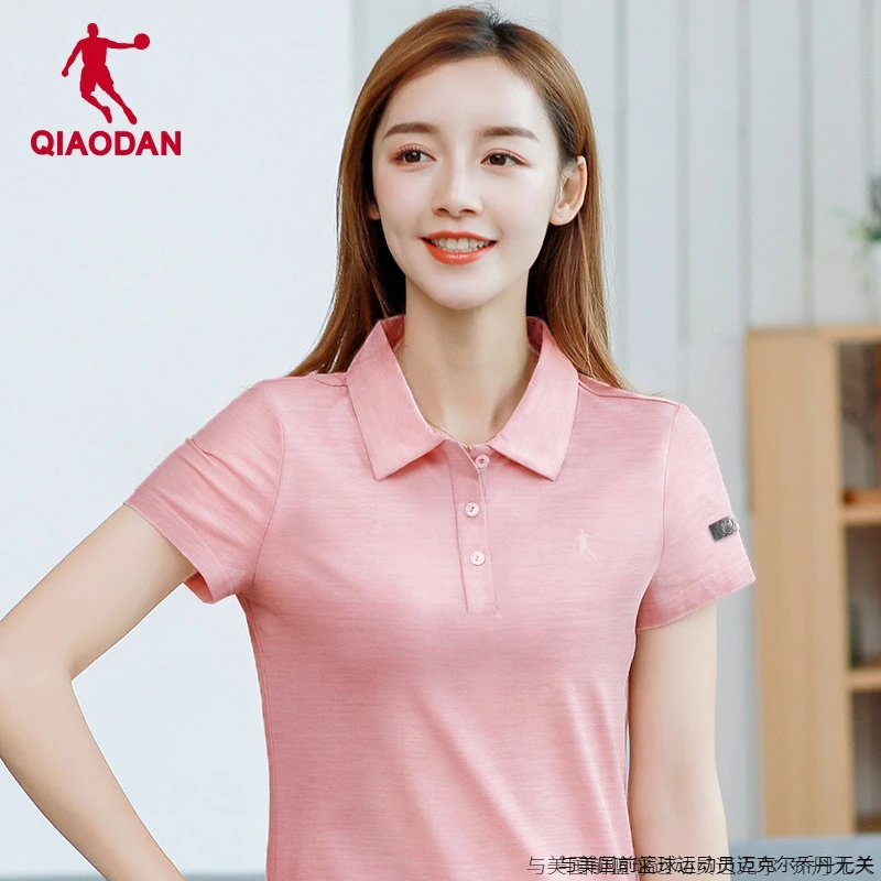 中国乔丹短袖T恤女夏季新款速干半袖翻领纯色运动上衣休闲polo衫