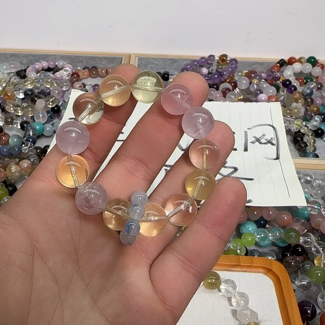 手链银S925镶嵌烟晶