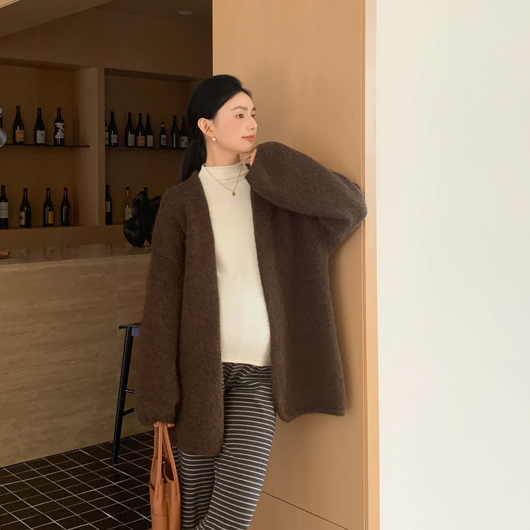 ZMA孕妇装【开衫条纹裤套】秋季新款毛衣半高领打底百搭条纹裤秋冬