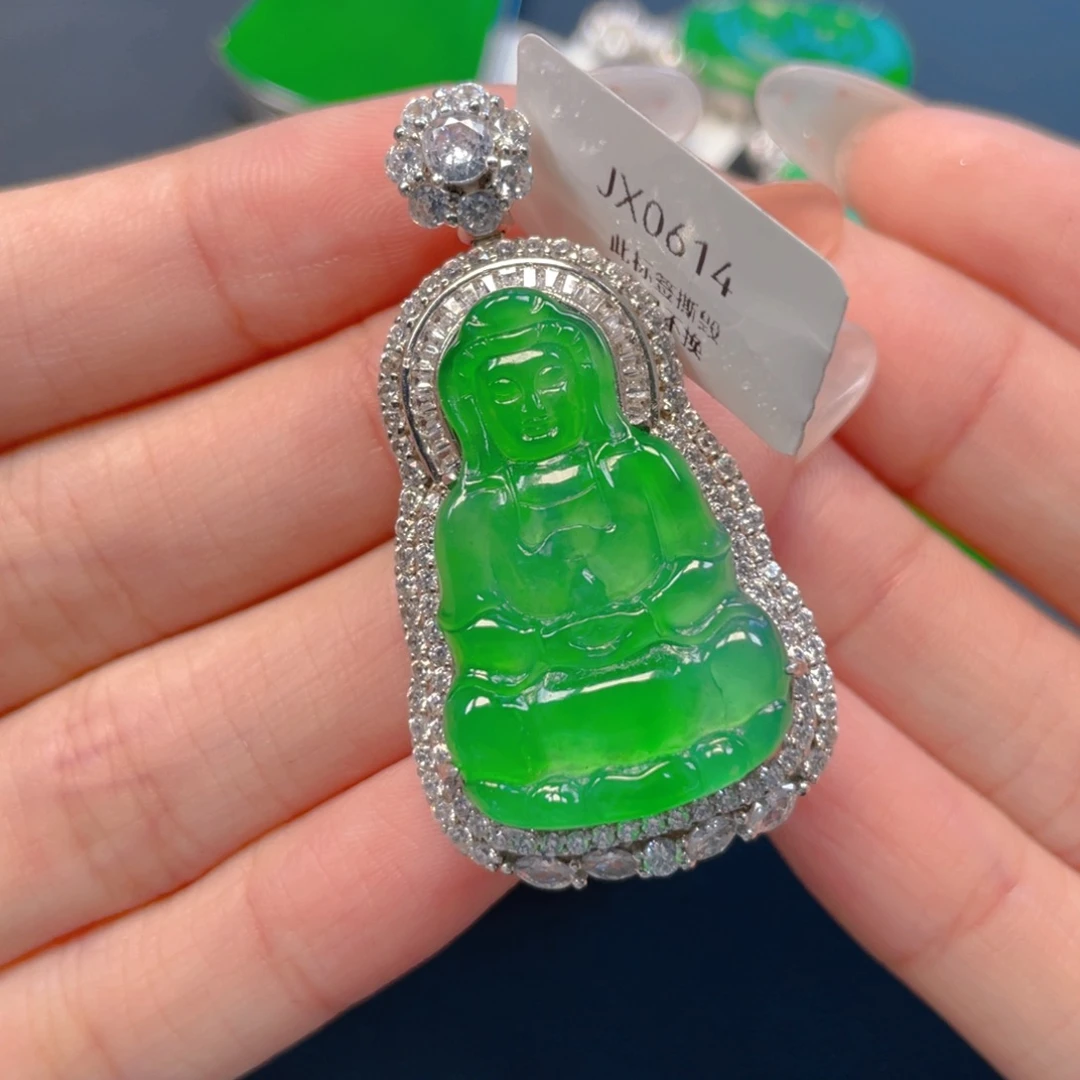 翡翠银S925镶嵌吊坠(不含链)