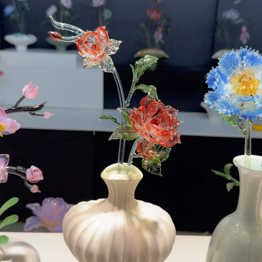 手工艺品琉璃红玫瑰04