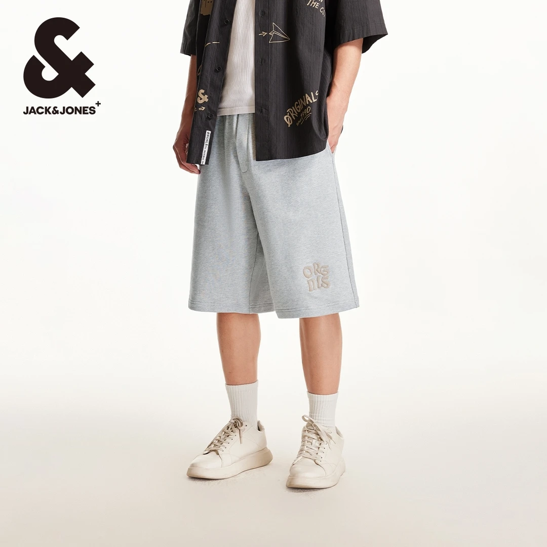 杰克琼斯夏季新款潮酷高街时尚百搭简约字母刺绣宽松休闲短裤男装