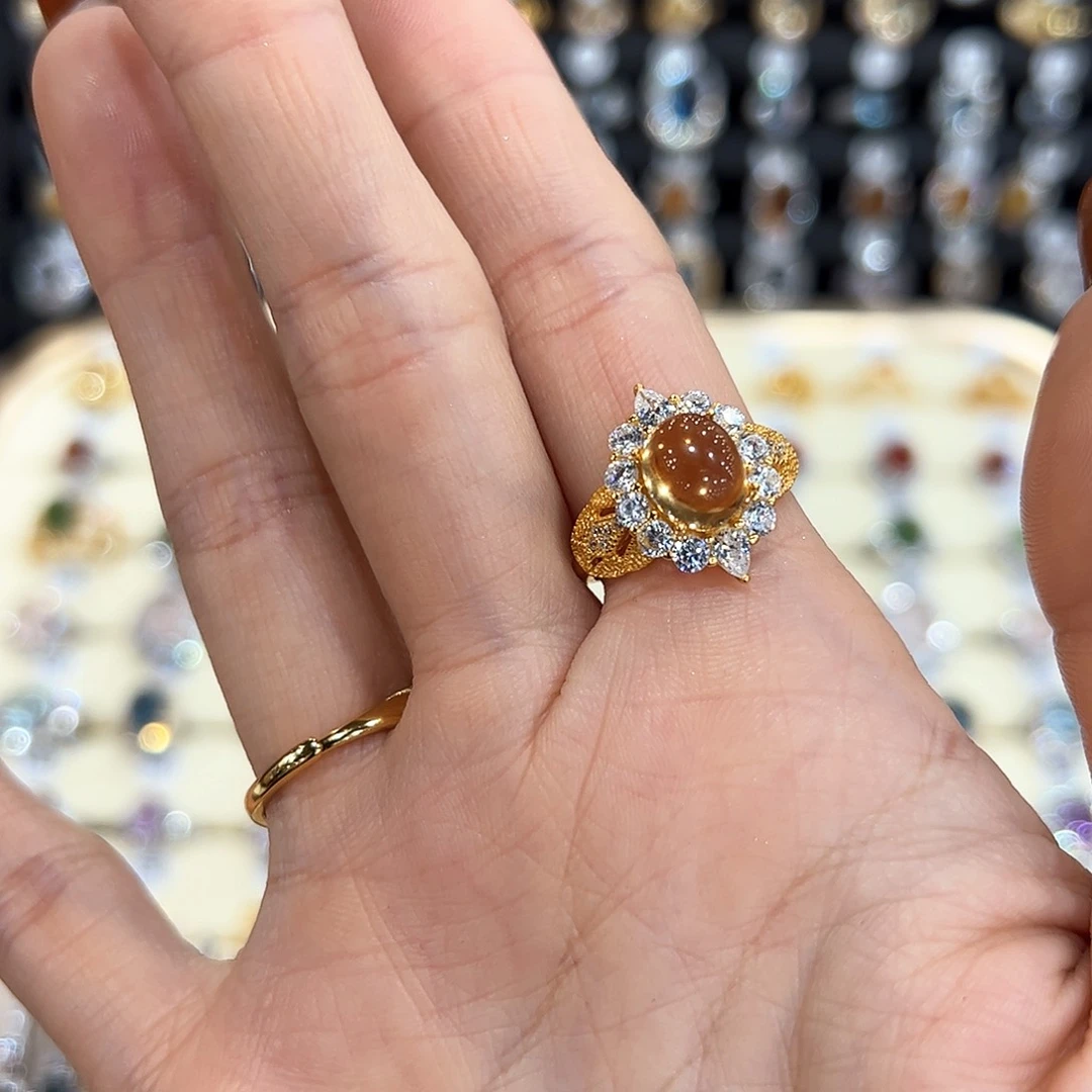 水晶金色拖不保色介意慎拍银托不掉色银S925镶嵌闪****-