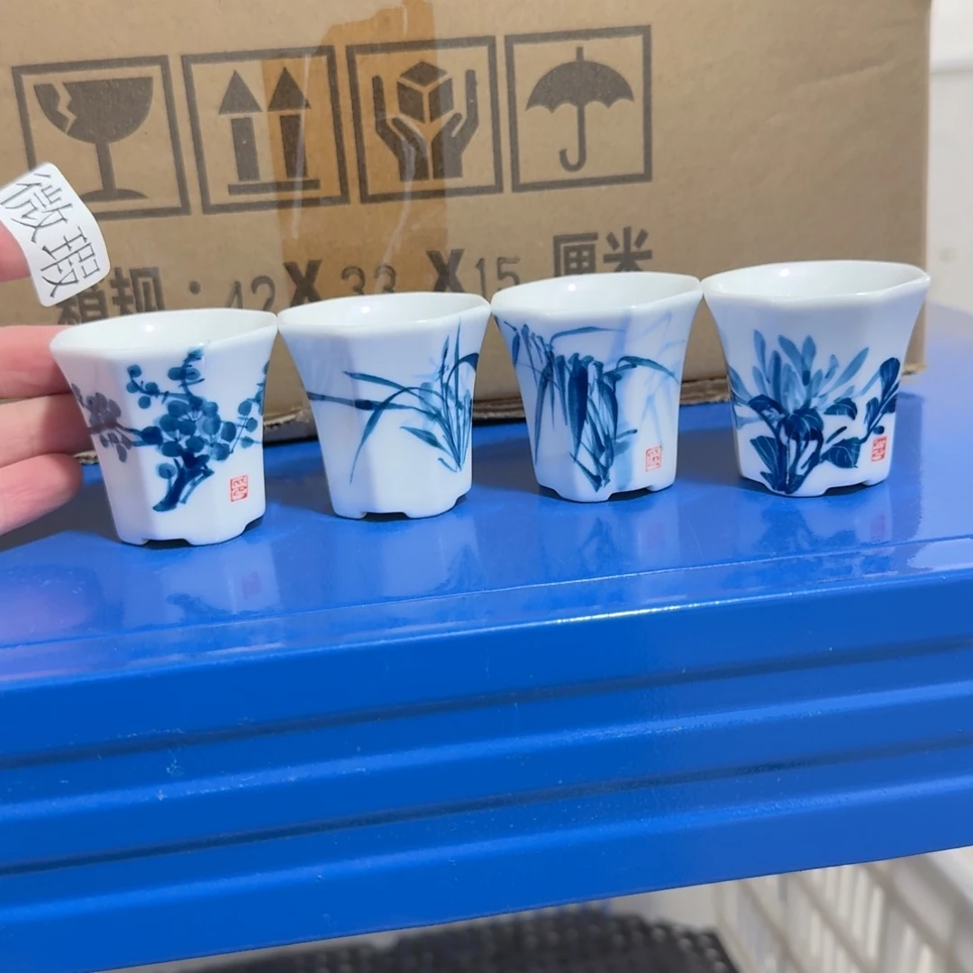 釉下手绘茶具微瑕