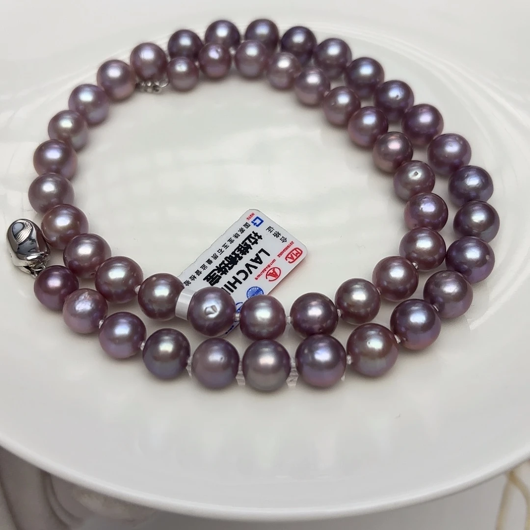 淡水珍珠银S925镶嵌颈饰8-9mm