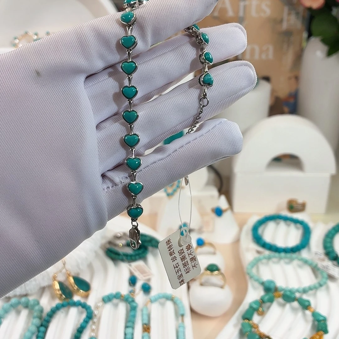 银S925镶嵌绿松石手链