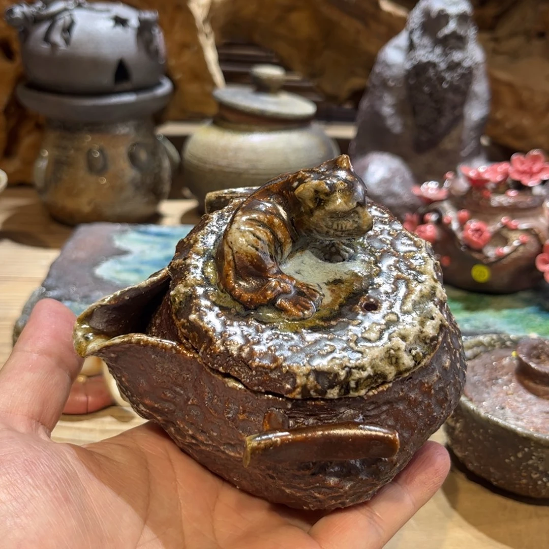 柴烧开盖卧虎藏龙宝瓶