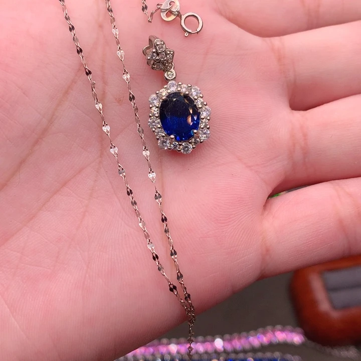 吊坠(赠链)蓝宝石银S925镶嵌