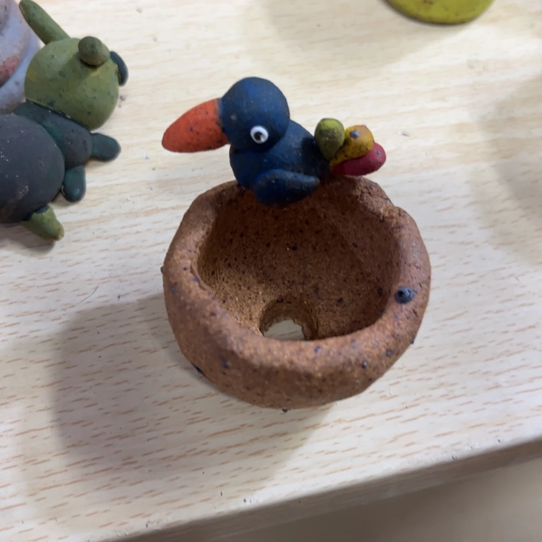 泥塑古镇炻陶花盆