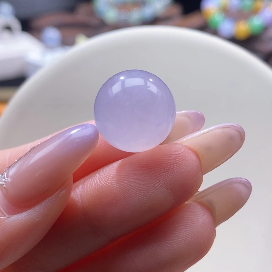 翡翠未镶嵌颈饰翡翠樱花粉紫大珠