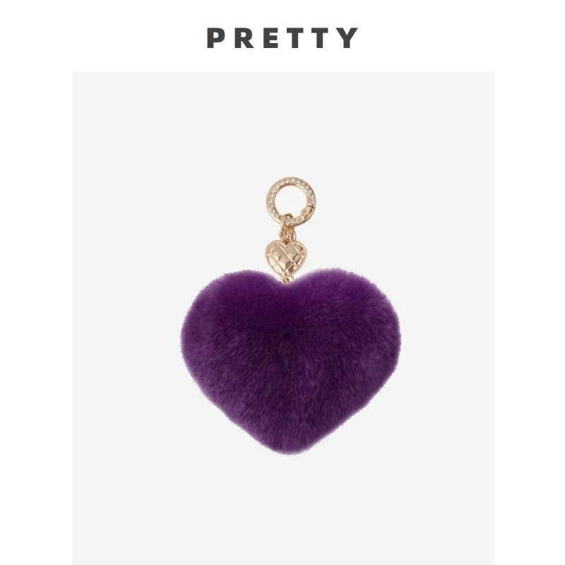 美物平方/獭兔毛迷你心形毛球包包挂件桃心毛绒手机挂汽车钥匙扣
