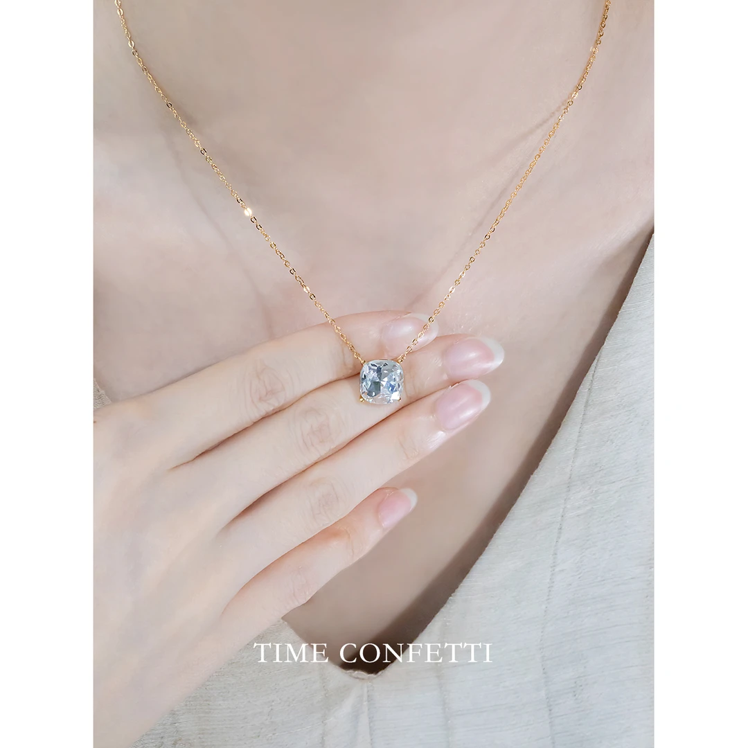 黄铜项链 镀K金【孙二娘】精致百搭简约方形吊坠项链TC 10972